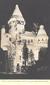 Postcard of Joseph Urban's magical Ginger Bread Castle attraction in Hamburg, New Jersey c. 1940s.