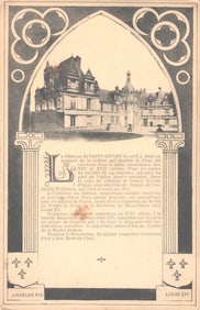 Postcard of the Château de Saint-Aignan on a hill overlooking the Cher River, France, c. 1910s.