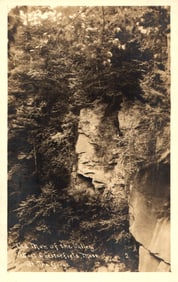 RPPC Real Photo Postcard of the Old Man of the Valley rock formation at The Gorge, Chesterfield, MA