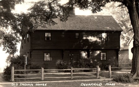 RPPC Real Photo Postcard of the Old Indian House, a historic colonial home in Deerfield,
