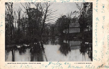 Postcard showing a scenic view of the Westfield River in Chester, Massachusetts. J C Cooper's Series