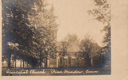 RPPC Real Photo Postcard of the Episcopal Church in Pine Meadow, Connecticut, Photo by H.P. Foote