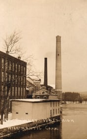 RPPC Real Photo Postcard of the New 176 ft. High Chimney at a factory in Willimantic, Conn. 1908