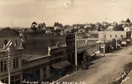 RPPC Real Photo Postcard of the Northern Section of Arcata, CA, street scene by Ericson c. 1910s.
