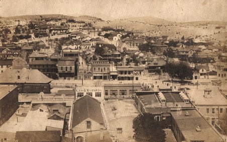 RPPC Real Photo Postcard bird's-eye view of Nogales, Arizona showing business district c. 1910s