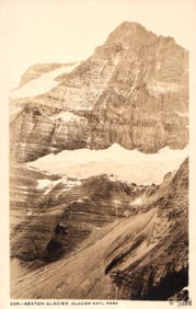 RPPC Real Photo Postcard of Sexton Glacier by T.J. Hileman, Glacier National Park, Montana c.1910s