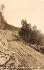 RPPC Real Photo postcard of the winding, unpaved road near the top of the Western Slope, Mohawk