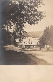 RPPC Real Photo Postcard showing a large Inn with horse-drawn carriage, North Waterford, Maine c.
