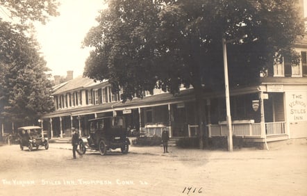 RPPC Real Photo Postcard of The Vernon Stiles Inn and Post Office in Thompson, Connecticut c. 1916