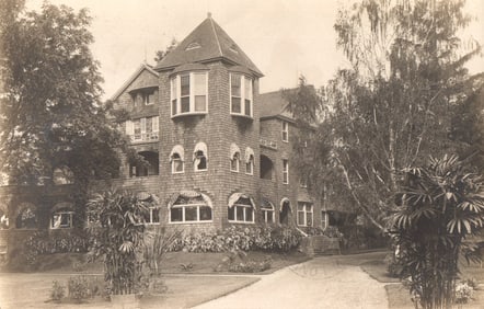 RPPC Real Photo Postcard view of a large Shingle-Style residence on Lake St. Clair, Michigan c.1900s