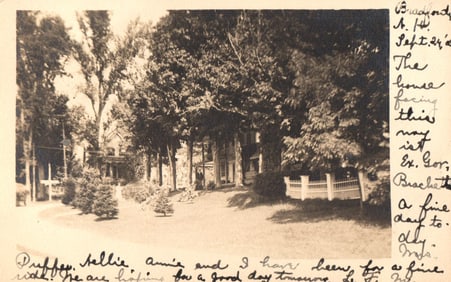 RPPC Real Photo Postcard showing the home of Ex-Governor Brackett in Bradford, New Hampshire 1906