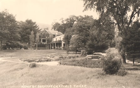 RPPC Real Photo Postcard of the Home of author Dorothy Canfield Fisher in Arlington, Vermont c. 1941