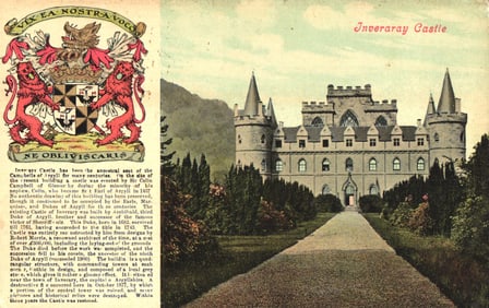 Postcard showing Inveraray Castle, the ancestral seat of the Campbell clan in Argyllshire, Scotland.