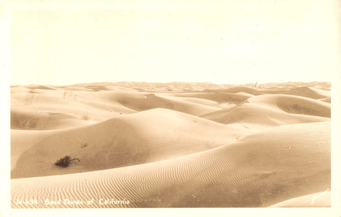 RPPC Real Photo Postcard of the vast Sand Dunes of California, a beautiful desert landscape scene. (1 of 2)