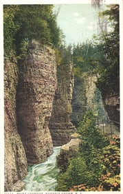Postcard from the 1910s shows Point Lookout, a scenic view of the deep gorge at Ausable Chasm, NY.