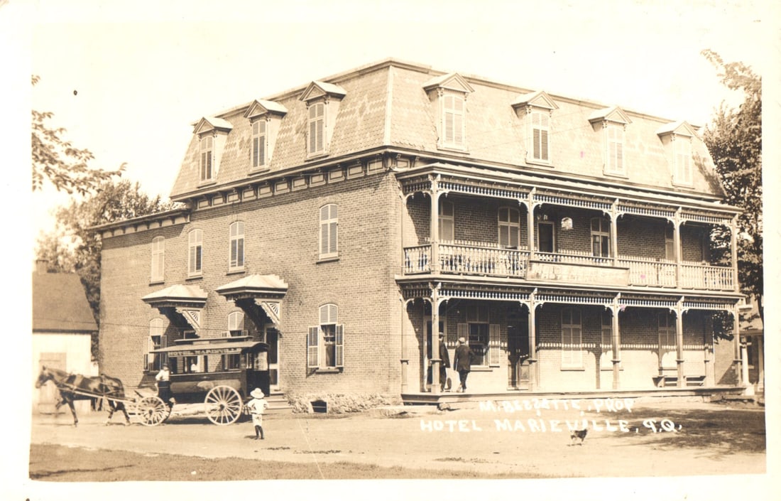 RPPC Real Photo Postcard of Hotel Marieville, M. Bessette, Prop., Marieville, Quebec circa 1925. (1 of 2)
