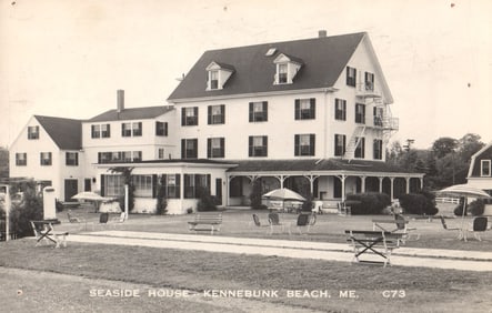 RPPC Real Photo Postcard of the Seaside House on a summer day in Kennebunk Beach, Maine c. 1960s
