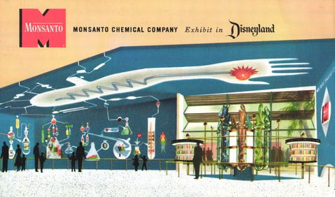 Postcard view of Monsanto's Hall of Chemistry & Chemitron exhibit in Tomorrowland, Disneyland 1950s