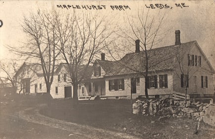RPPC Real Photo Postcard of the Maplehurst Farm in Leeds, Maine. View of the buildings and grounds