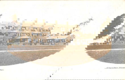 Sepia postcard photograph of the Nichewaug House, a large hotel in Petersham, Massachusetts c. 1905.