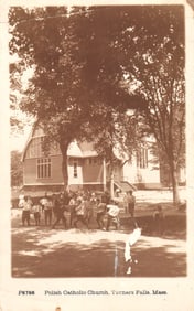 RPPC Real Photo Postcard of the Polish Catholic Church in Turners Falls, Massachusetts circa 1910s.