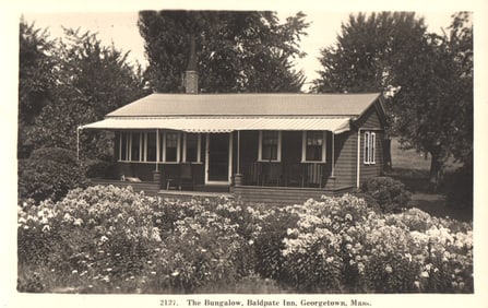 Postcard view of The Bungalow at Baldpate Inn, a charming cottage in Georgetown, Massachusetts.