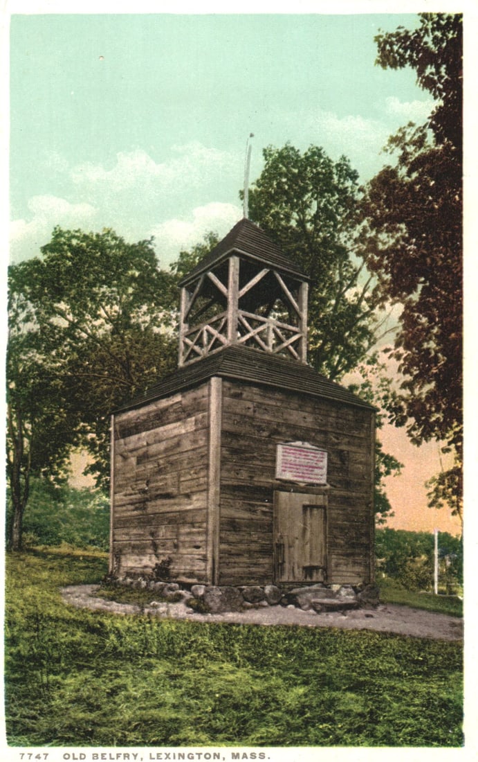 Phostint postcard of the historic Old Belfry, a Revolutionary War site in Lexington, Massachusetts.: Please view photos for further description and condition considerations. Please know the scans may be darker or lighter than the actual item's true appearance. ACME Auctions offers FREE DOMESTIC SHIPP