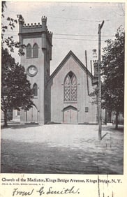 Postcard showing the Church of the Mediator on Kings Bridge Avenue in Kings Bridge, New York c. 1905