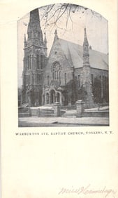 Early 1900s undivided back postcard of the Warburton Ave. Baptist Church in Yonkers, New York.