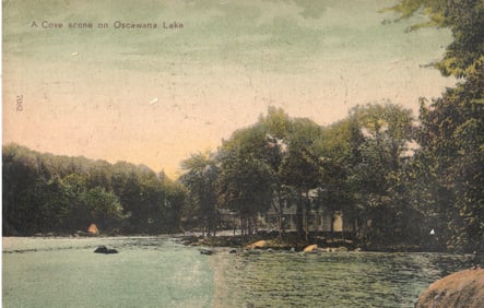 Postcard of a quiet cove scene on Oscawana Lake, New York, published by A. B. Kennedy, c. 1907