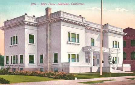 Postcard showing the Elk's Home in Alameda, California. Published by Edward H. Mitchell c. 1910s.