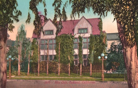 Early 1900s postcard view of the Nile Club, an ivy-covered building in Oakland, California.