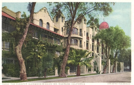 Detroit Publishing Phostint Postcard of The Cloister, Glenwood Mission Inn in Riverside, California