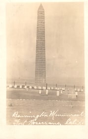 RPPC Real Photo Postcard of Bennington Monument in Fort Rosecrans National Cemetery, San Diego,