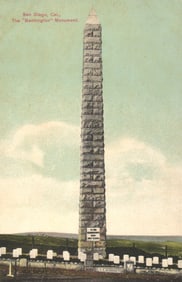 Postcard of The Bennington Monument for the USS Bennington dead, San Diego, California, c. 1910s