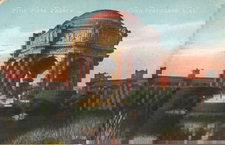 Postcard view of the rotunda at the Palace of Fine Arts in San Francisco, California circa 1920.