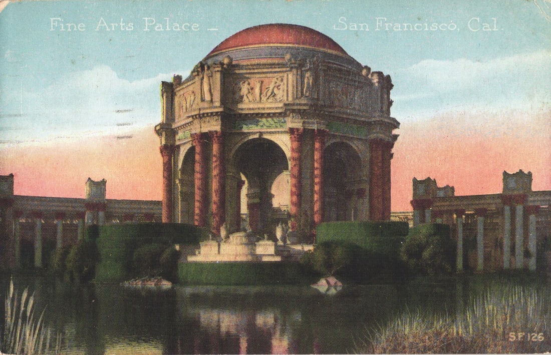 Postcard view of the rotunda at the Palace of Fine Arts in San Francisco, California circa 1920.: You are bidding on an original postcard and not a reprint. Please view photos for further description and condition considerations. Please know the scans may be darker or lighter than the actual item'