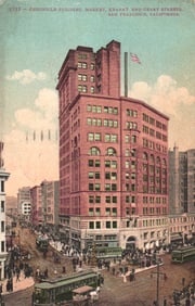 Postcard of the Chronicle Building at Market, Kearny & Geary Streets, San Francisco, California