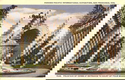 Postcard of the Fountain of Ceres at the Court of Four Seasons, Panama-Pacific Expo, California 1915