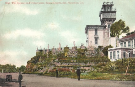 Postcard view of The Parapet and Observatory at Sutro Heights, San Francisco, California c. 1910s.