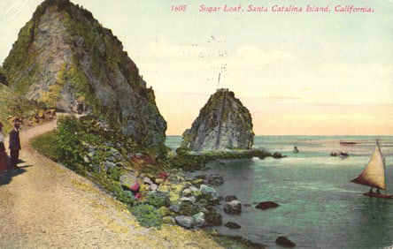 Postcard showing the Sugar Loaf rock formation on Santa Catalina Island, California, circa 1910s.