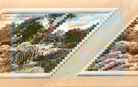 Postcard of the beautiful Flower Garden at Miramar near Santa Barbara, California. Early 1900s view.