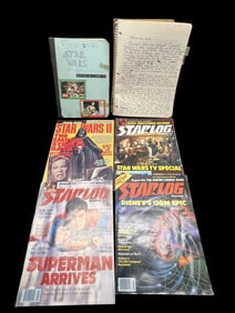 Unique 1970s Star Wars Fan Scrapbooks with Topps Cards, Puzzle, and vintage Starlog Magazines