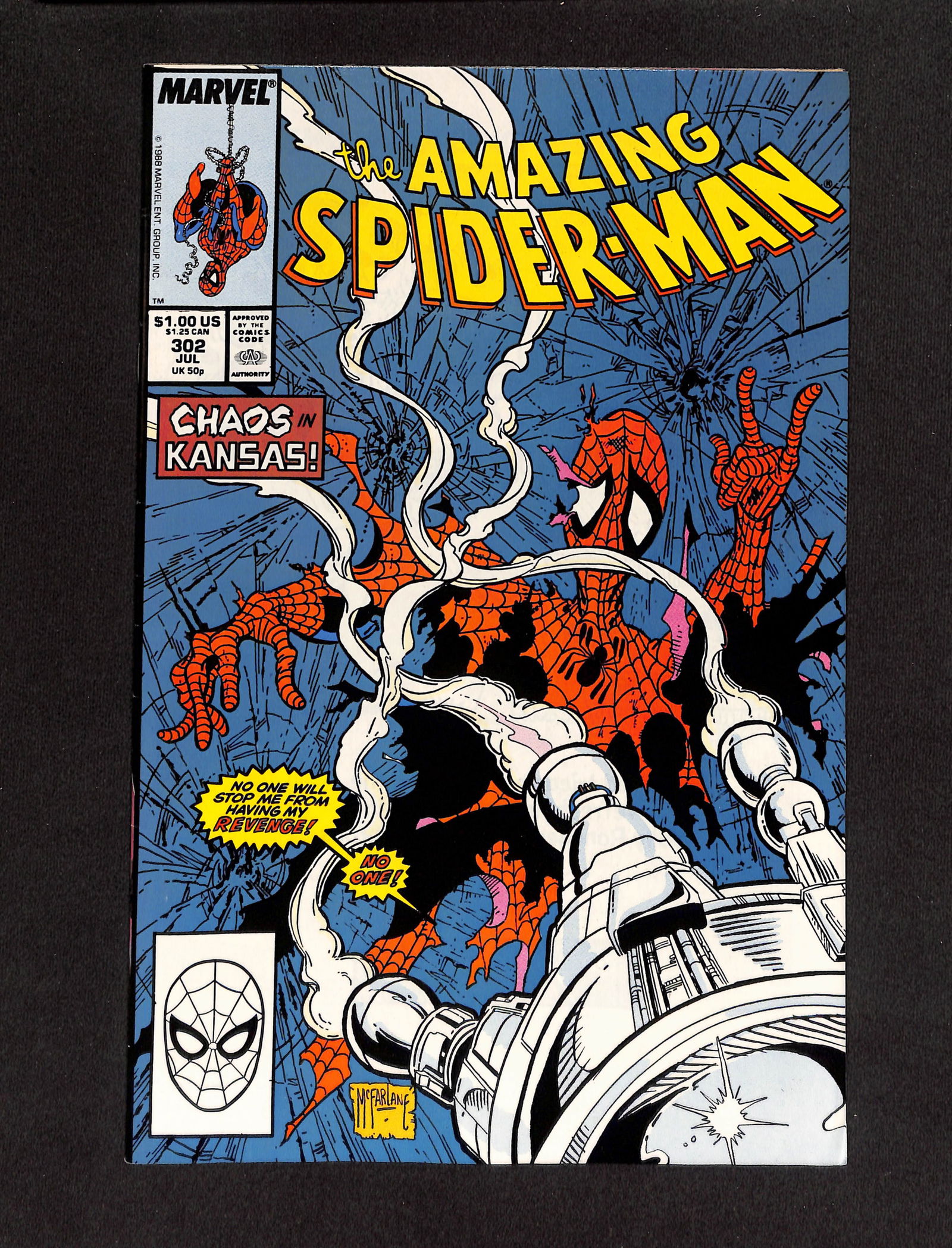 The Amazing Spider-Man #302 Marvel Comics 1988 comic book with iconic cover art by Todd McFarlane (1 of 2)