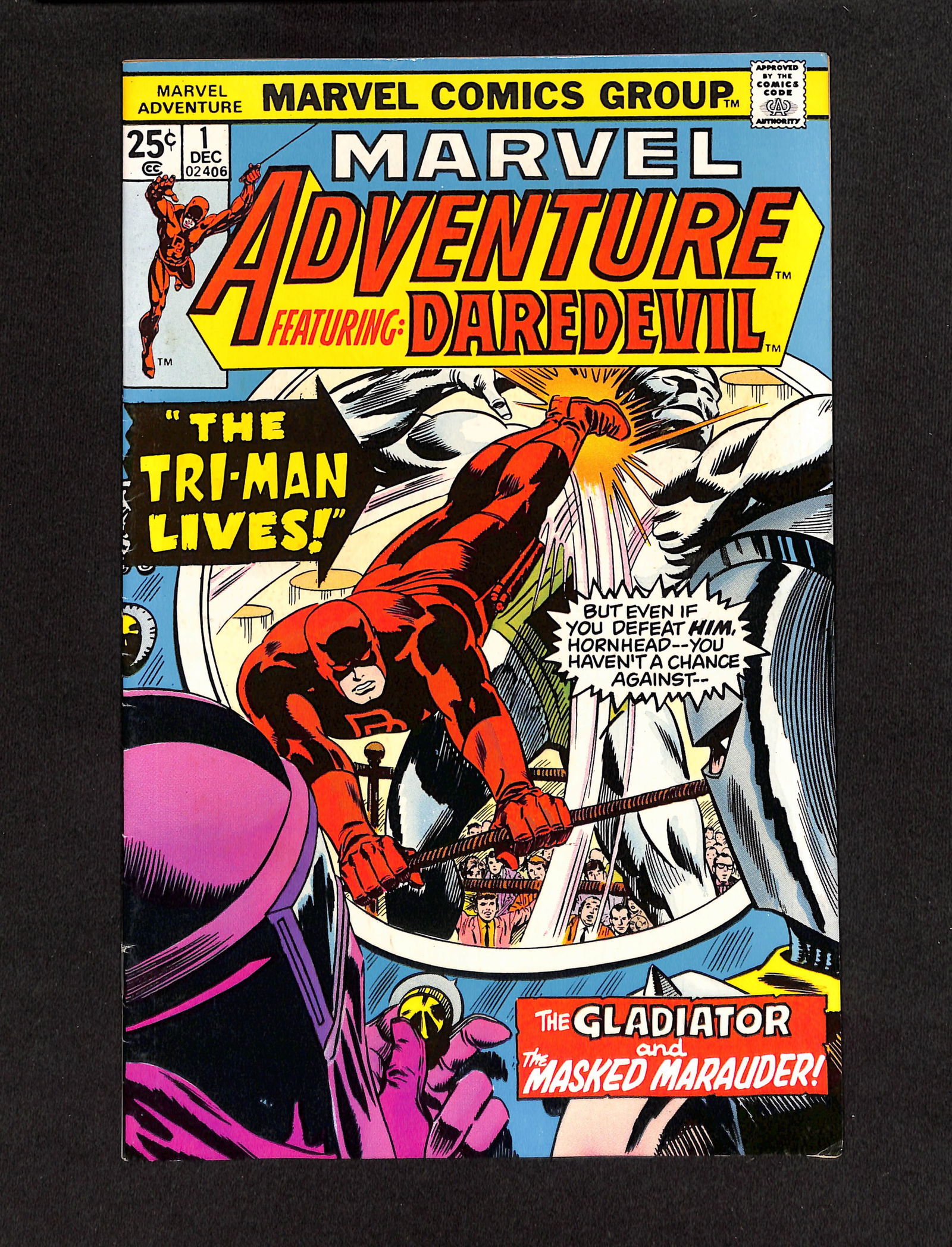 Marvel Adventure #1 Marvel Comics 1975 comic book featuring Daredevil vs The Gladiator and Masked (1 of 2)