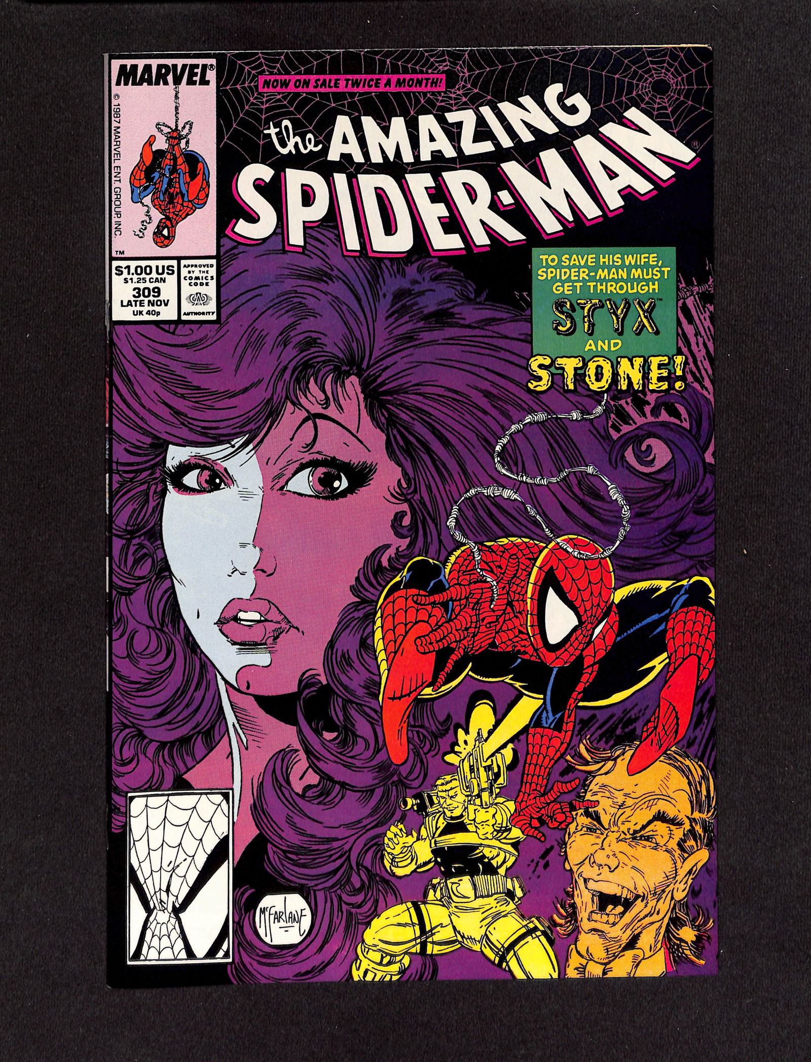 The Amazing Spider-Man #309 Marvel Comics 1988 comic book with classic Todd McFarlane cover art (1 of 2)