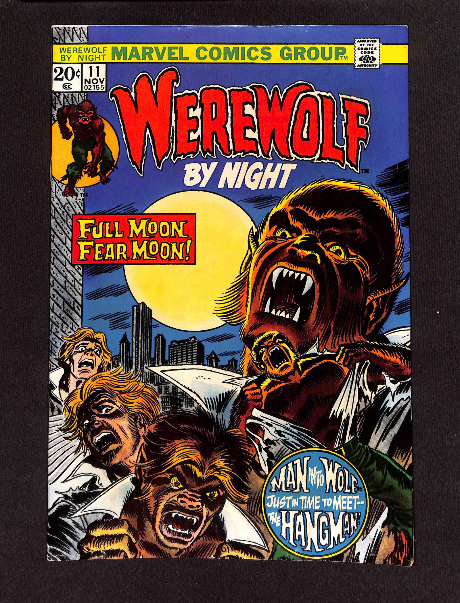 Werewolf by Night #11 Marvel Comics 1973 comic book featuring The Hangman and a full moon cover (1 of 2)