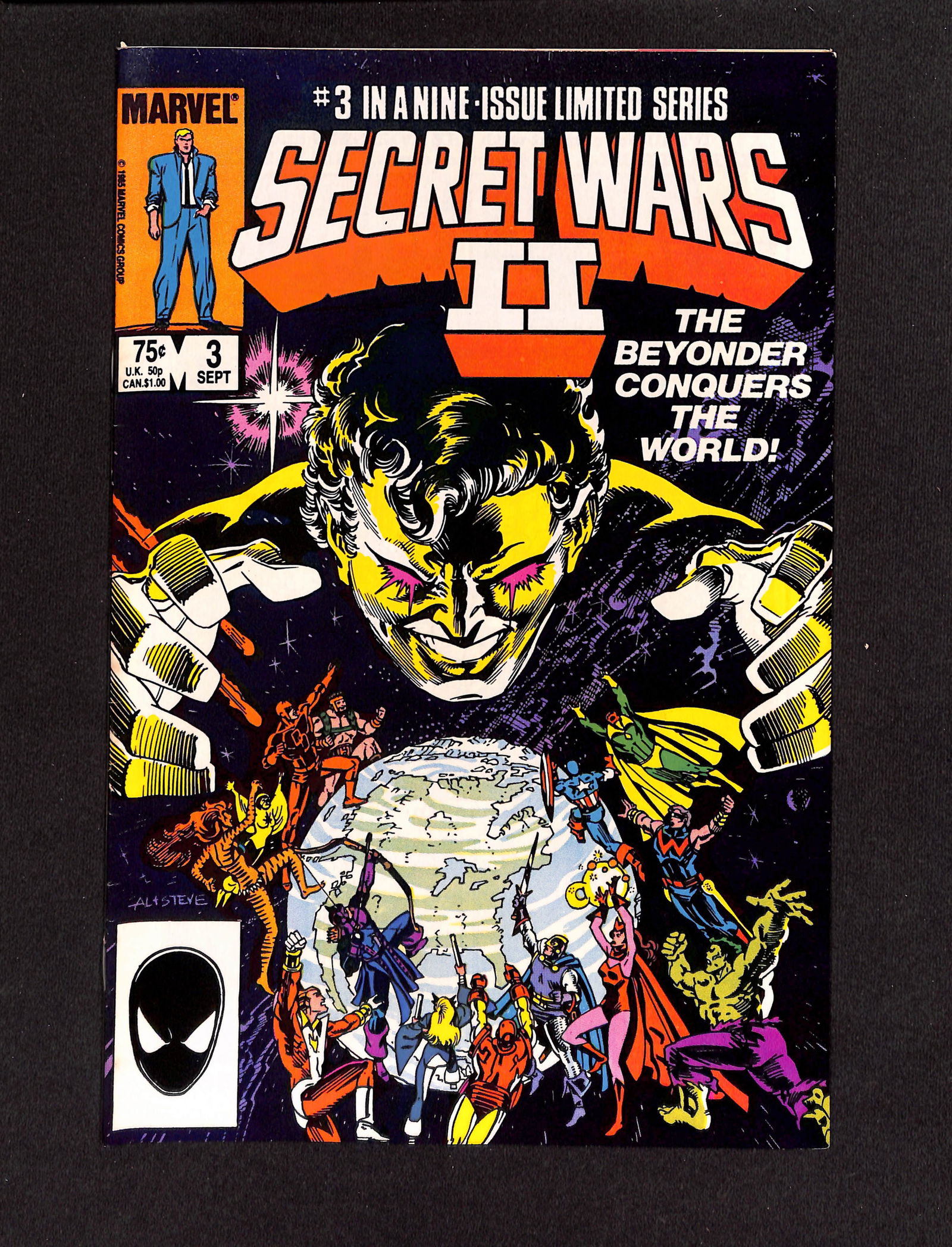 Secret Wars II #3 Marvel Comics 1985 limited series comic book featuring The Beyonder looming over (1 of 2)