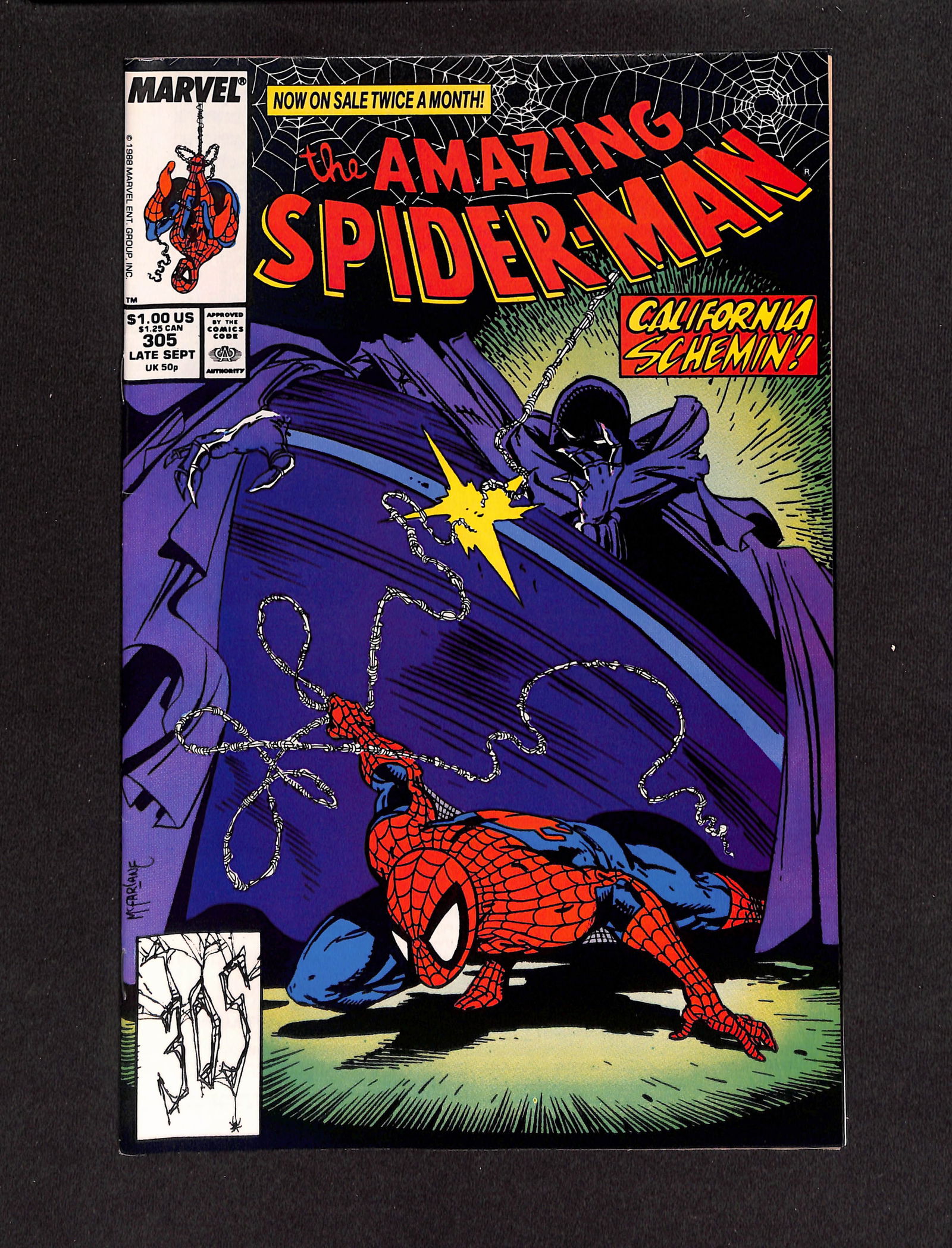 The Amazing Spider-Man #305 Marvel Comics 1988 comic book with Todd McFarlane art and Metal Gear ad (1 of 2)