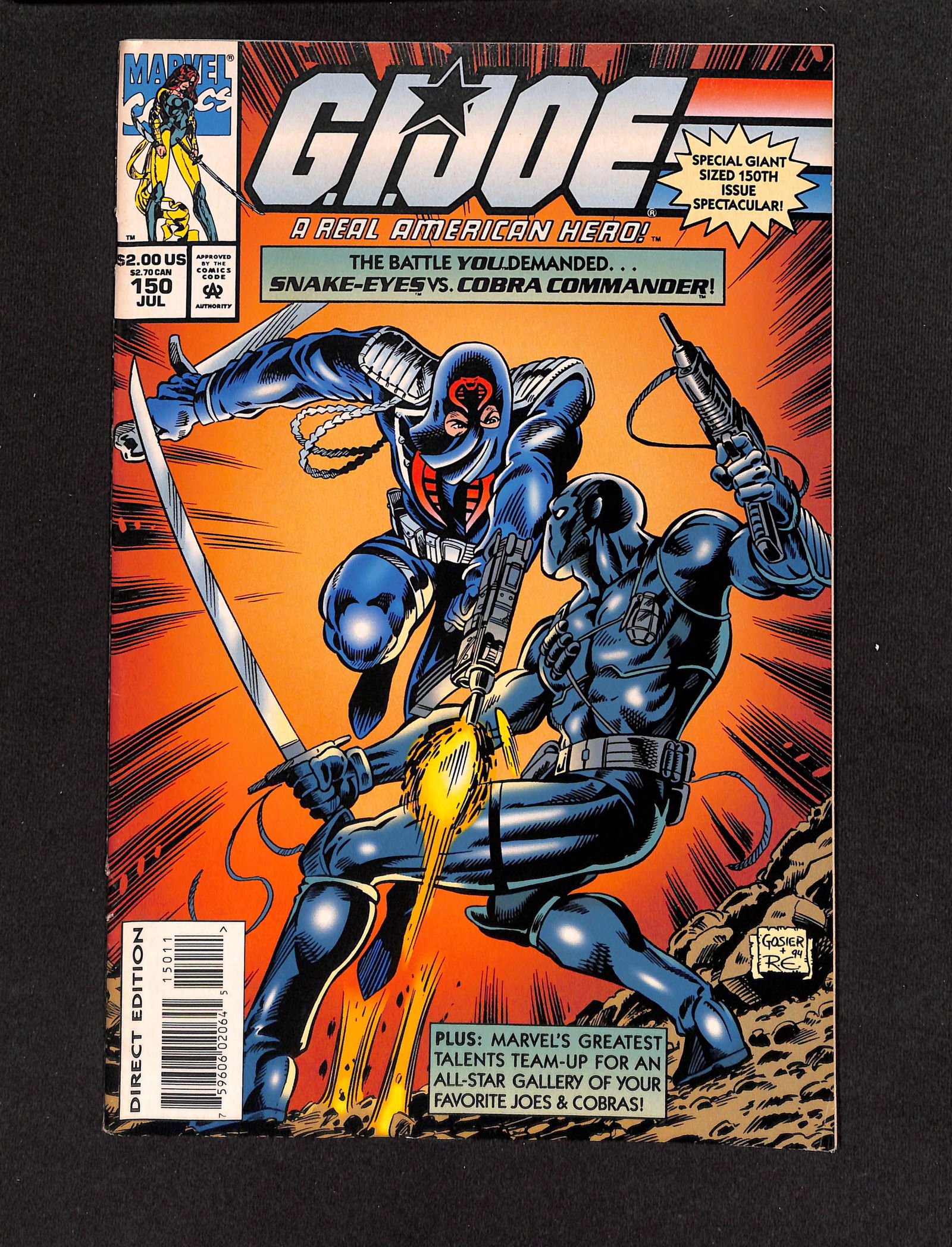 G.I. Joe, A Real American Hero #150 Marvel Comics 1994 Low Printing comic book Snake Eyes Cobra (1 of 2)